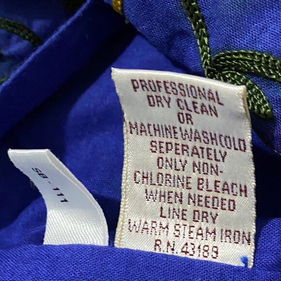 Vintage Susan Bristol Beaded Embroidered Vest L Blue Bloomcore Hippie Flowers - Picture 4 of 5